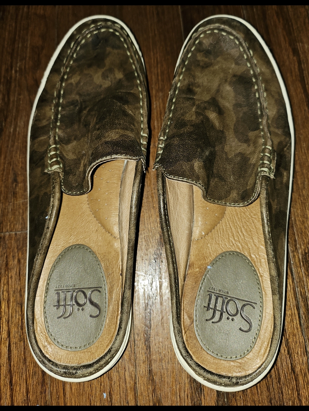 Sofft Brown Camouflage-Pattern Suede Slip-On Loafers